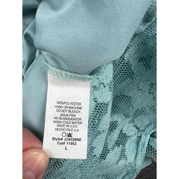 J&M Women's Light Blue Lace Long Sleeve Blouse Size Large - Picture 2 of 7
